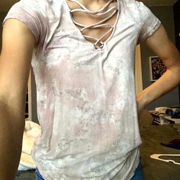 American Eagle Soft and Sexy Tee Front Lace Up - Picture 2 of 5